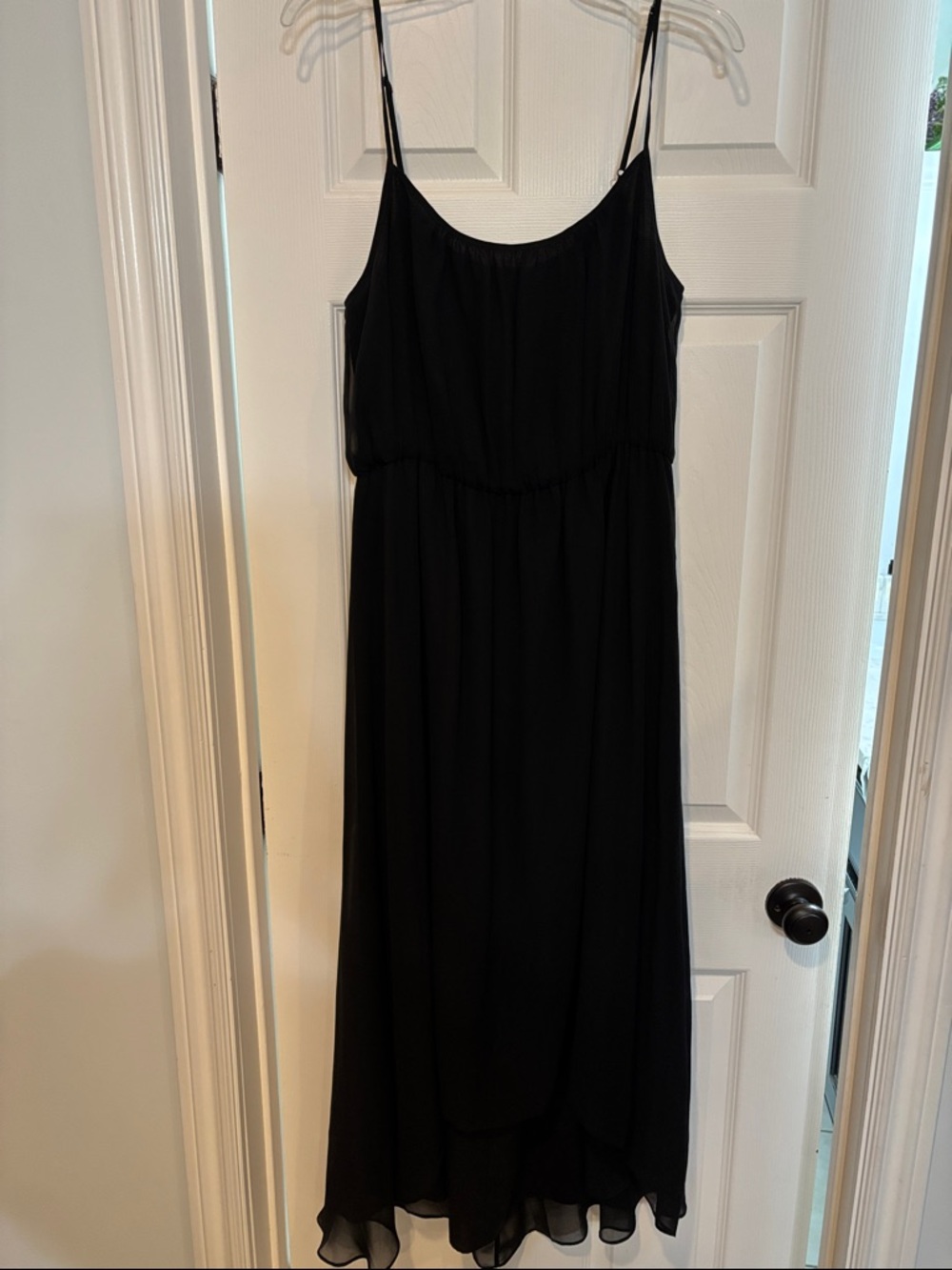 Banana Republic Black Spaghetti-Strap Maxi Hi-Low Dress